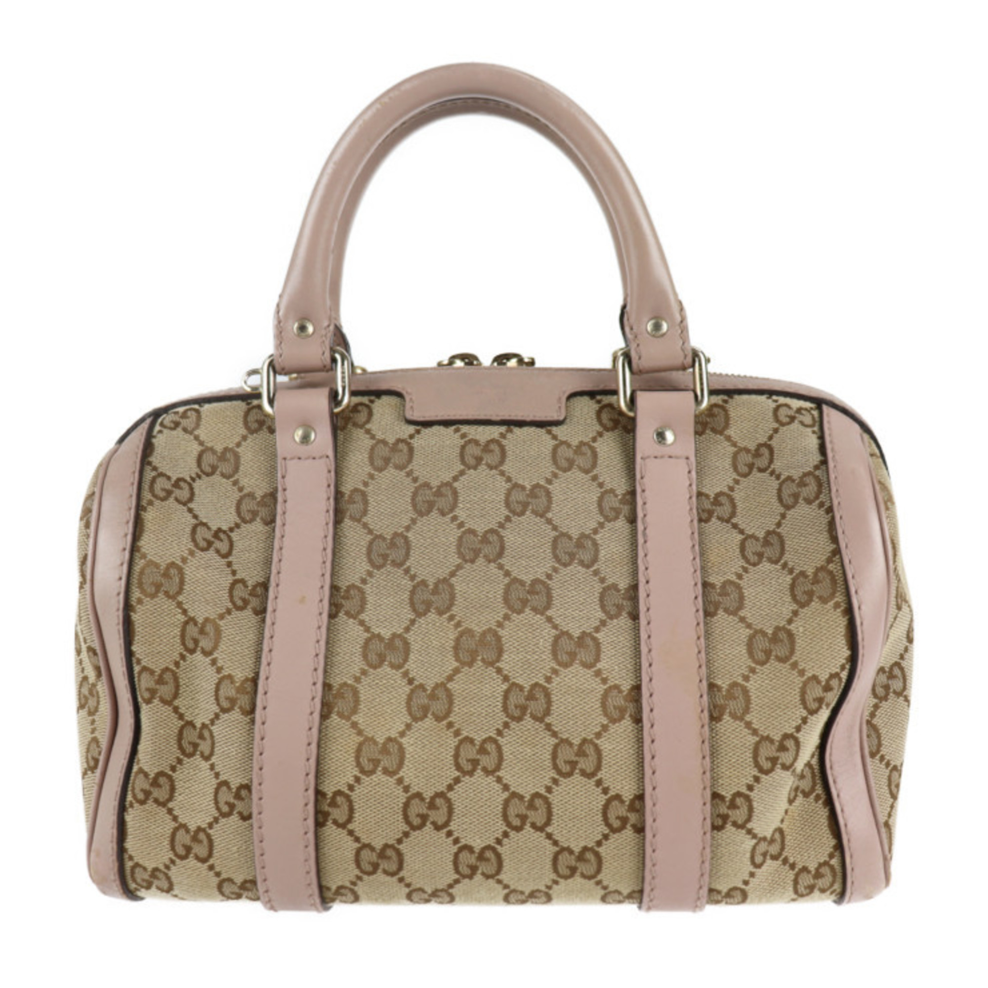 Gucci Handbag 269876 Gg Canvas Leather Beige Purple 2way Shoulder Mini Boston
